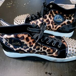 Louboutin High Top Studs Orion Leopard Gold